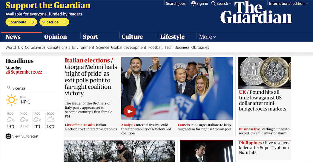 The Guardian Meloni Elezioni Italia