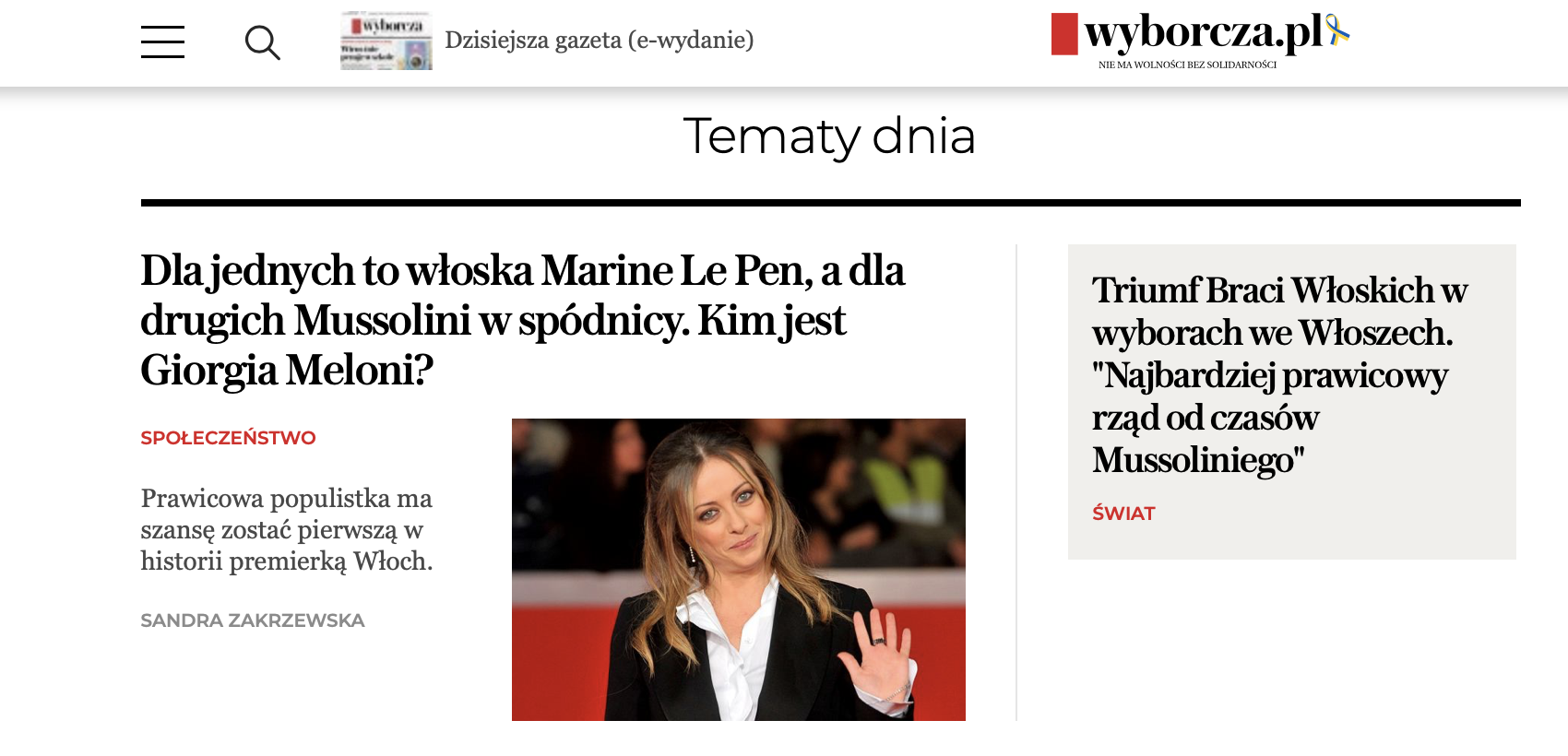 Gazeta Wyborcza Meloni Elezioni