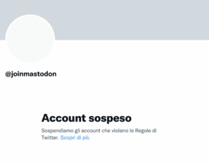 Twitter Account Sospeso Mastodon