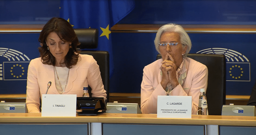 La presidente della Bce, Christine Lagarde, in audizione in commissione Affari economici dell'europarlamento