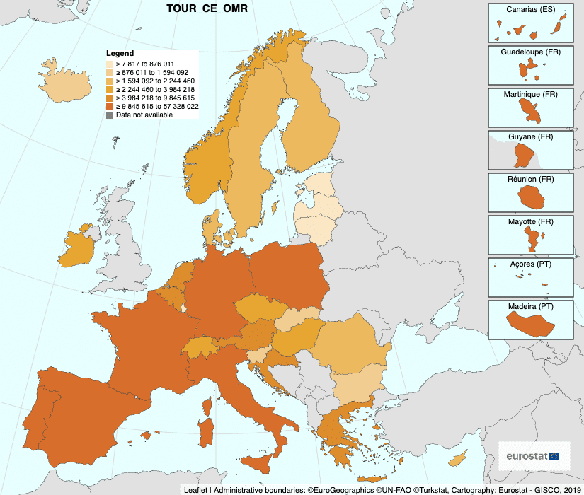 Dati mensili sugli alloggi per soggiorni di breve durata offerti tramite piattaforme online per il primo semestre 2023 a livello nazionale. Fonte: Eurostat