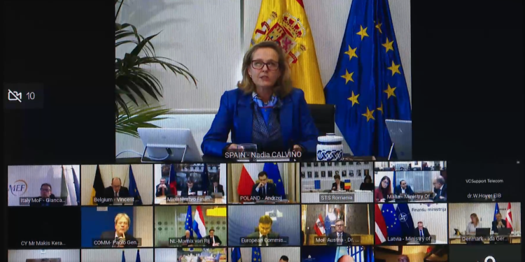 Il consiglio Ecofin straordinario, in videoconferenza, trova l'accordo per la riforma del patto di stabilità [20 dicembre 2023. Foto: European Council]