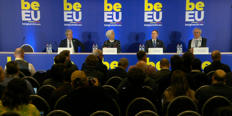 Un momento della conferenza di fine lavori della riunione informale dell'Eurogruppo [Gent, 23 febbraio 2023]