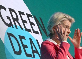 President of the European Commission Ursula von der Leyen delivers her speech during the Green Deal Summit 2023 on  September 26, 2023 in Prague, Czech Republic. (Photo by Michal Cizek / AFP)