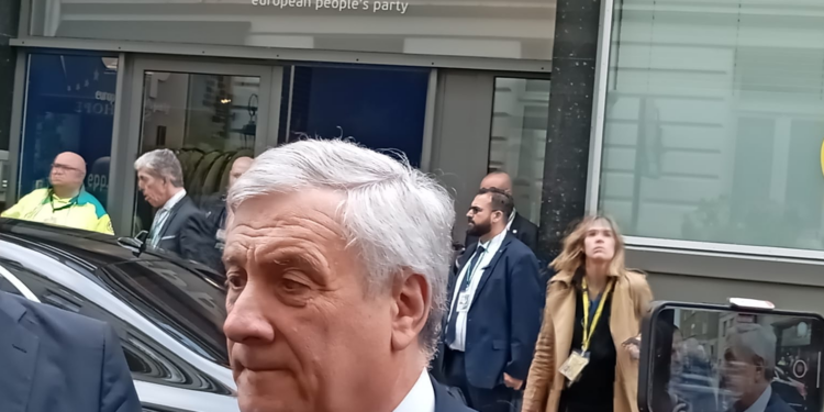 Il ministro degli Esteri e vicepresidente del Ppe, Antonio Tajani [Bruxelles, 17 giugno 2024. Foto: Emanuele Bonini]