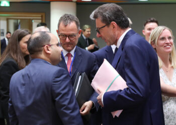 Il ministro dell'Economia, Giancarlo Giorgetti, ai lavori dell'Ecofin [Bruxelles, 16 luglio 2024. Foto: European Council]