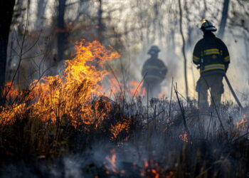 Vigili del fuoco al lavoro contro un incendio [foto: imagoeconomica]