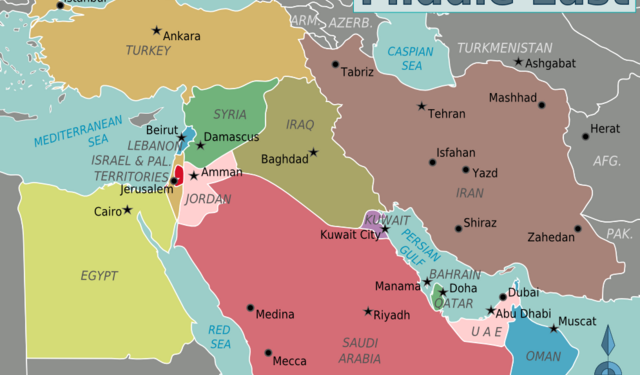 Mappa politica del Medio Oriente [foto: Wikimedia Commons]