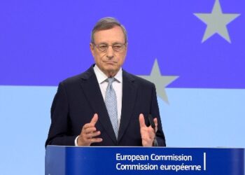 Mario Draghi durante la presentazione del suo Rapporto in Commissione europea, 9 settembre 2024 (immagine tratta da EBS)