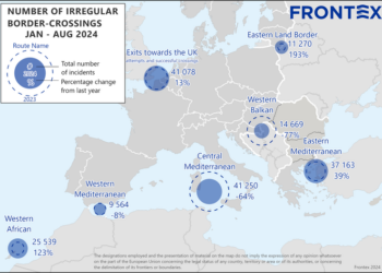 Fonte: Frontex, numeri degli sbarchi irregolari gennaio-agosto 2024.