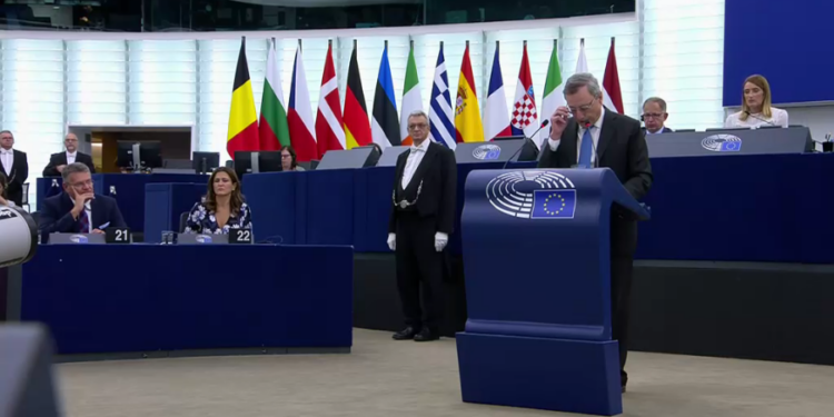 Mario Draghi nell'Aula del Parlamento europeo [Strasburgo, 17 settembre 2024]