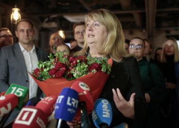 Vilija Blinkeviciute, Leader del partito Socialdemocratico lituano. Credit: Petras Malukas/AFP