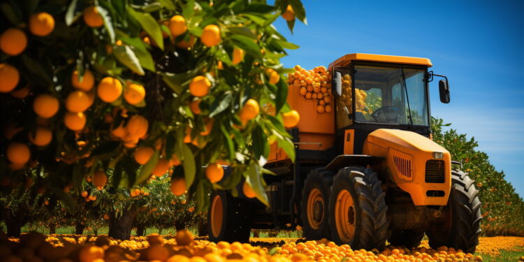 RACCOLTA RACCOLTO ARANCE ARANCI CAMPO CAMPI ALBERO  ALBERI GENERATE IA AI