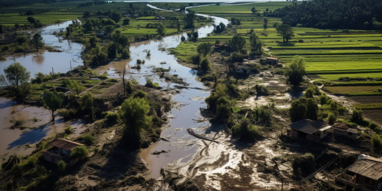 CAMPAGNA ALLUVIONATA ALLUVIONE ALLAGAMENTO ALLAGAMENTI SMOTTAMENTI DISASTRO AMBIENTALE ACQUA GENERATE AI IA DISASTRI AMBIENTALI DANNO DANNI